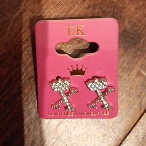 Women's Ek Earrings Letter X Crown ( Cubic Zicornia) Diamonds NIP